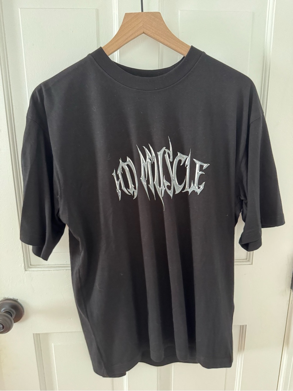 Black Short-Sleeve Graphic Tee with White Chest Logo